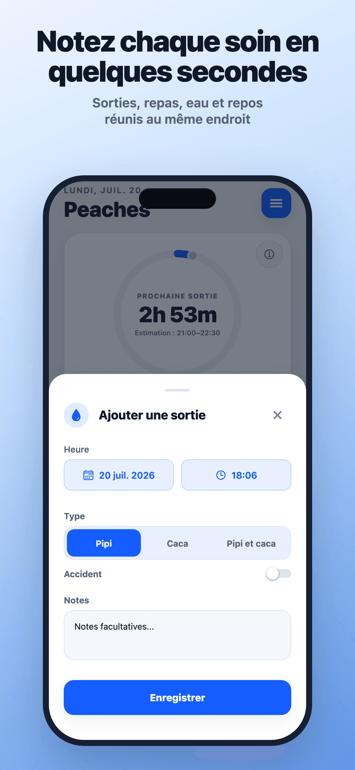 Suivi rapide PuppyOnTrack sur iPhone